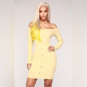 NWT Fashion Nova Jacklyn Off Shoulder Mini Dress Yellow 1X